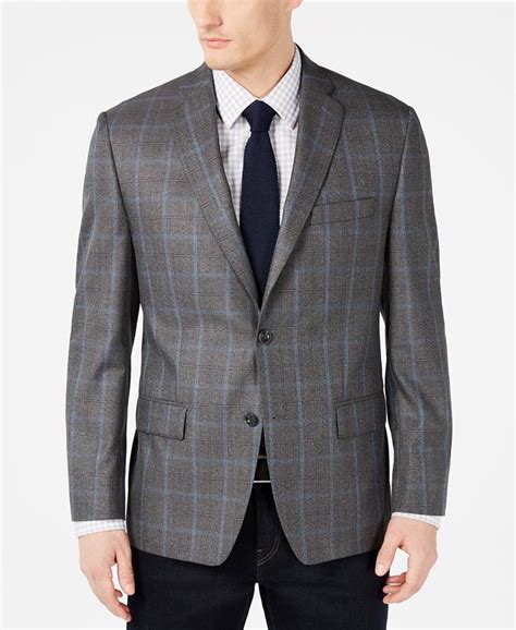 michael kors men's classic-fit gray windowpan|Michael Kors Classic Fit Windowpane Check Wool Blend .